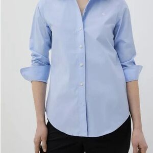 Holt Renfrew Designer Cotton blend Blouse Quiet Luxury Business Casual Large